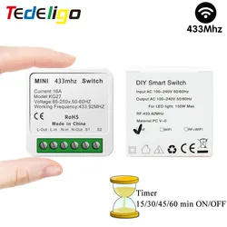 16A Mini Smart Wireless Switch Light Rf 433MHz 2 Way Relay Module Timer Home Electric Breaker Remote Control For Socket Led Lamp