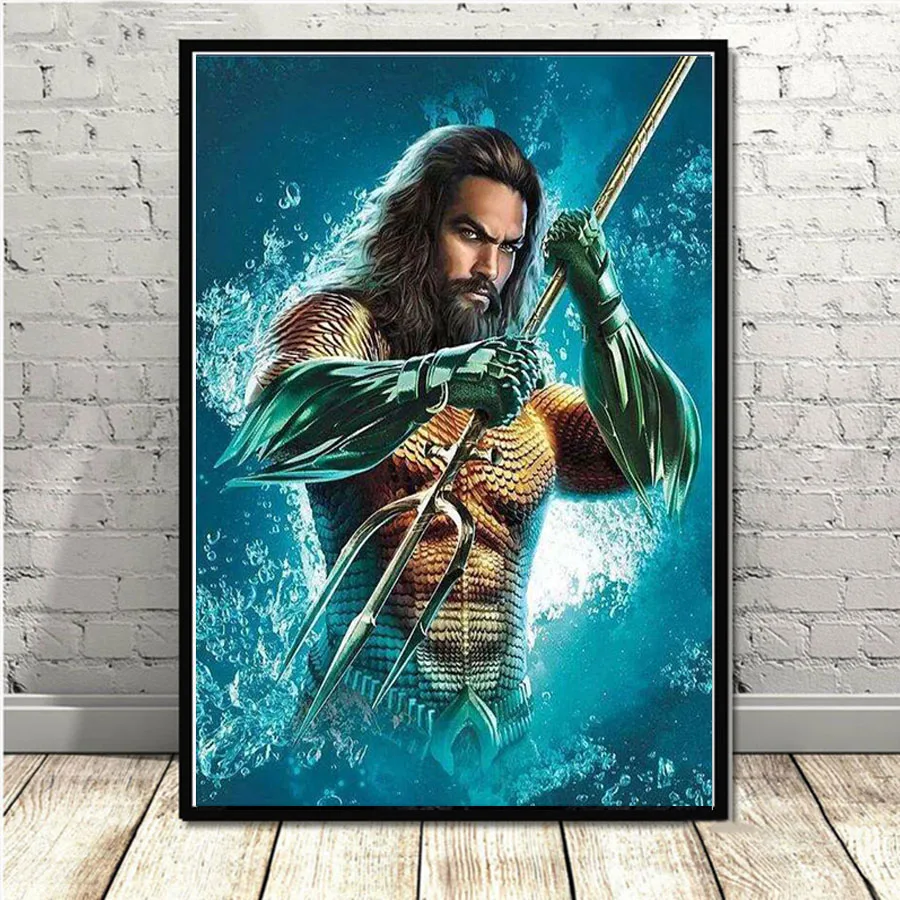 5D DIY pełny kwadrat/okrągły diamentowy obraz film plakat Aquaman 3D haft Cross Stitch Rhinestone mozaika do dekoracji domu