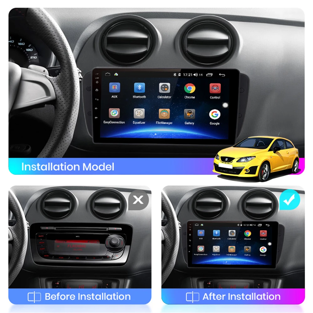 Android 10 Car GPS Radio For Seat Ibiza 6j 2009 2010 2012 2013 GPS Navigation 2 Din Screen radio Audio Multimedia Player