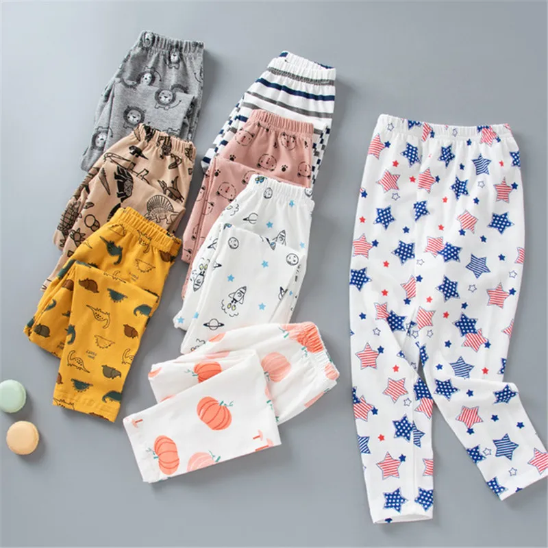 Casual Cartoon Printing Children Trousers 2024 Spring Summer Thin Kids Boys Girls Pencil Pants Toddler Bottoming Pants 3-7Y