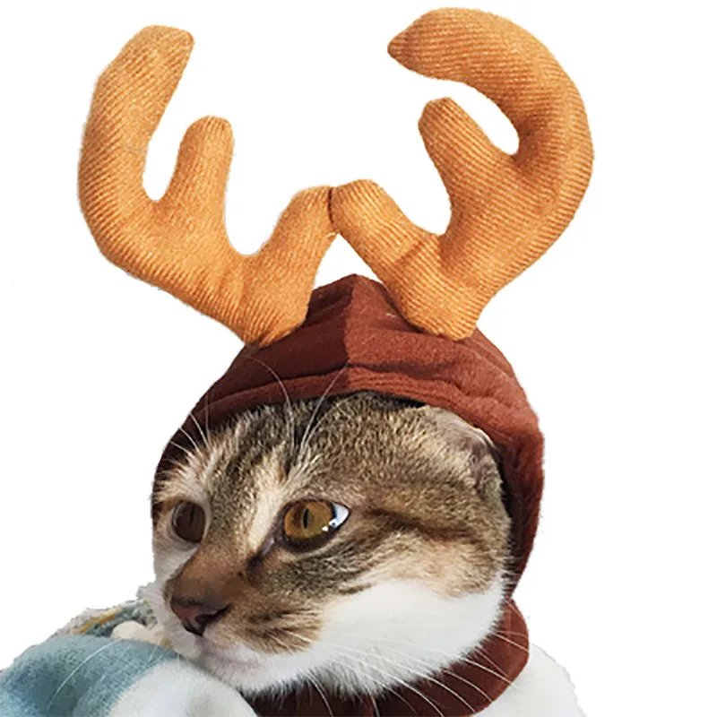 Christmas Pet Antler Headdress For Cat Dog Puppy Red Headband Decoration Crown Hat Headdress Winter New Year Cat Accessories