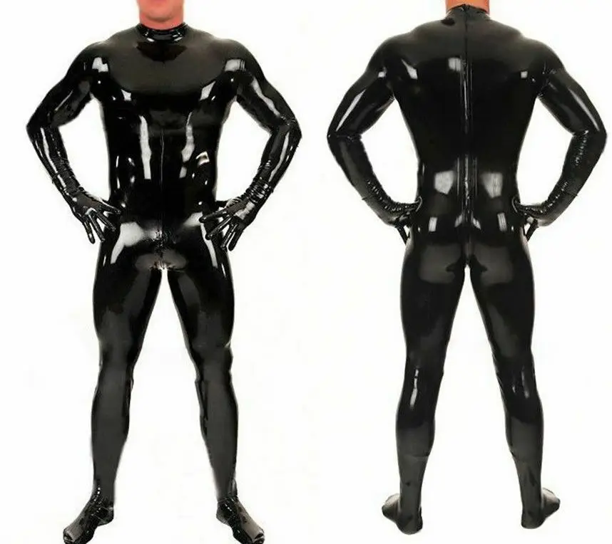 Combinaison 100% Latex, caoutchouc gomme, noir pur, collants Catsuit 0.4mm, taille S-XXL, offre spéciale