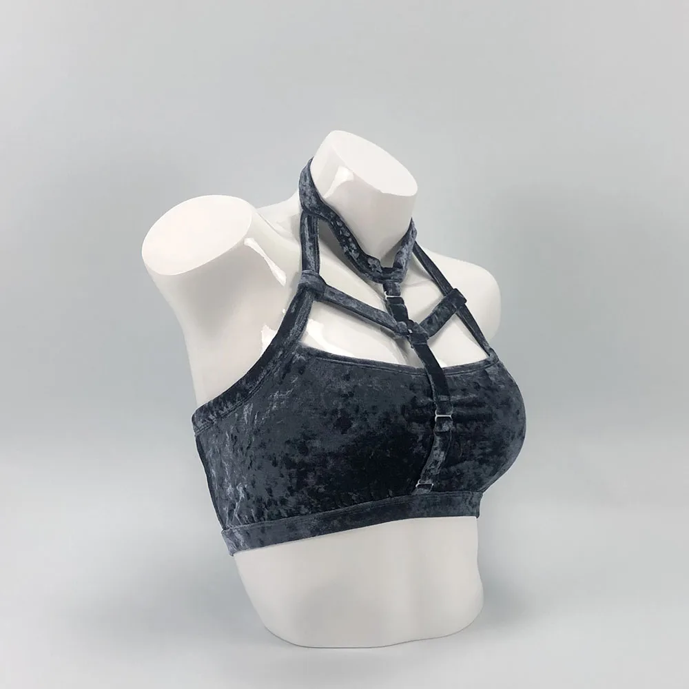 Hope&Win 2021 Newest Women\'s Pole Dance Clothing Velvet Asymetrical Crop Top Sexy Shorts Club Velvet Asymetrical Bottoms