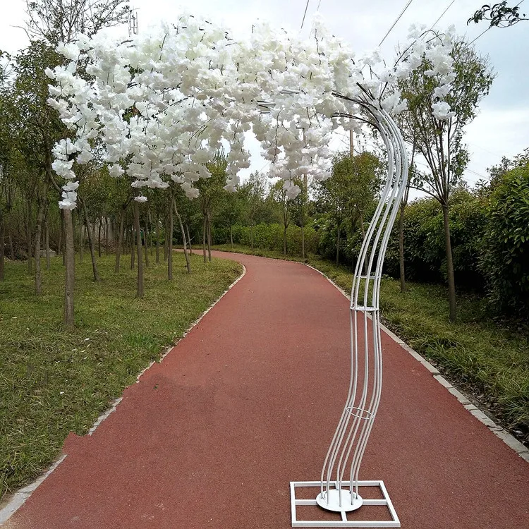 

2.6M White Cherry Blossom Tree Roman Column road lead Simulation Cherry Flower with Iron Arch Frame For Wedding party Props