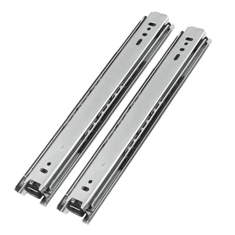 

2pcs/lot Mute Drawer Runners with Ball Bearing Thicken Three-section Full Extension Heavy Duty Metal Slide Rail for Drawer