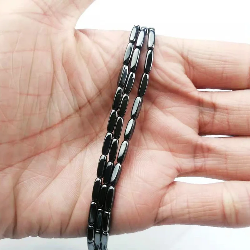 YHBZRET Cuboid shape Black Hematite Natural Stone spacer 8x2mm Loose beads For Jewelry making bracelets DIY Findings Accessories