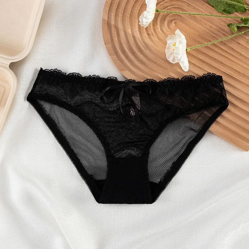 New Women\'s Underwear Sexy Lace Panties Fashion Hollow Out Comfort Briefs Low Waist Seamless Bow Underpants Female Lingerie