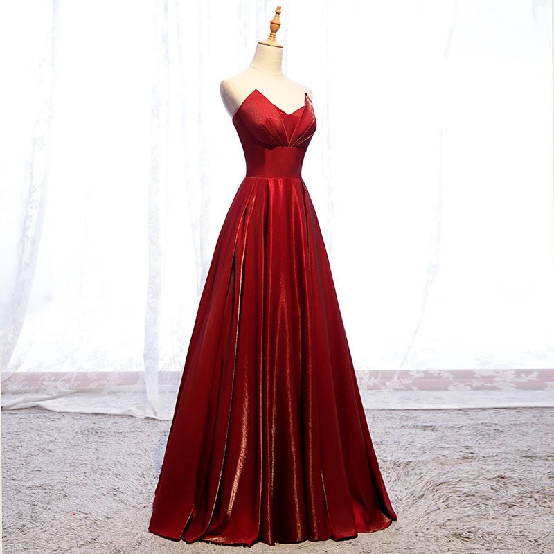 Robe De soirée rouge longue à lacets dans le dos, tenue De bal Vintage, pour femmes, 2020