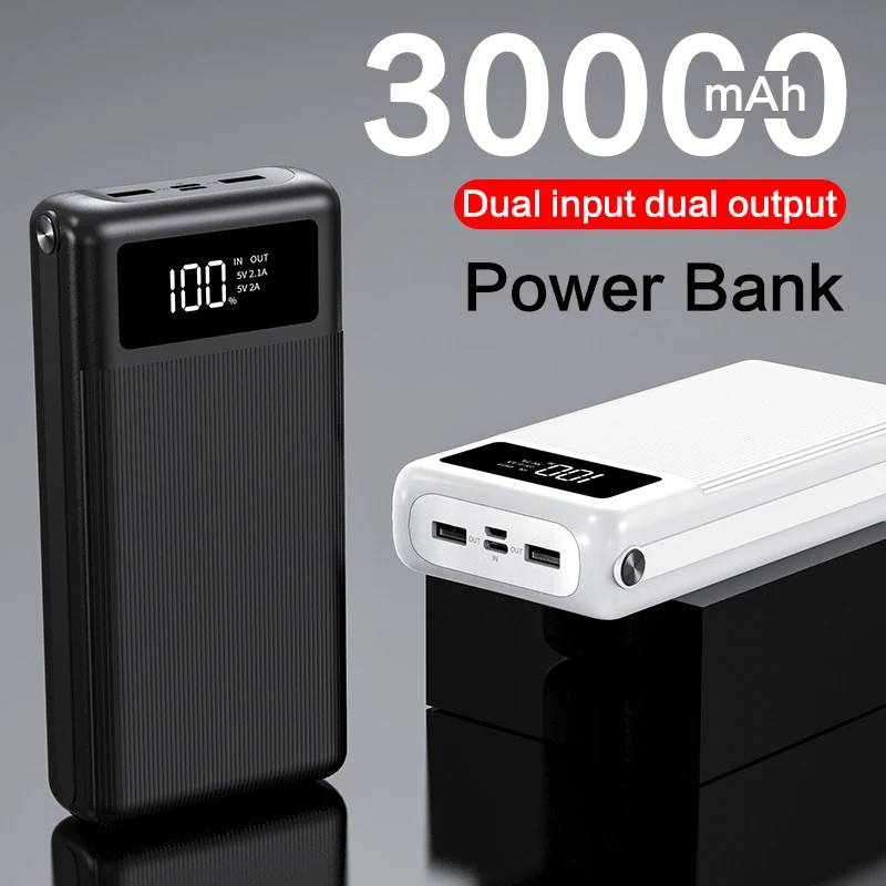 Large Capacity 30000mAh Power Bank Quick Charge 2 USB Fast Charging Portable Powerbank for IPhone Samsung Xiaomi Mi Dropshipping