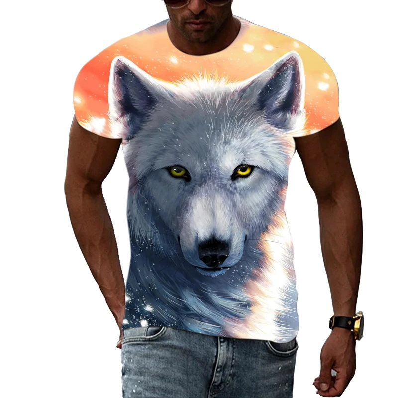 Summer New 3D Animal Wolf Men T-shirt Fashion Casual Trend Personality Print short sleeve t-shirts Hip Hop harajuku streetwear