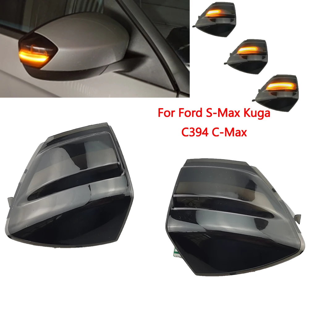 2X LED Dynamic Turn Signal Light Side Mirror Sequential Blinker Indicator Lamp For Ford S-Max 07-14 Kuga C394 08-12 C-Max 11-19