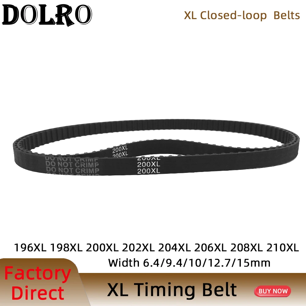 

XL Timing Belt 196/198/200/202/204/206/208/210XL Width6.4/9.4/10/15mm Closed Loop Toothed Transmisson Rubber Timing Pulley Belt