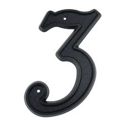 139mm Big 3D House Number Door Home Address Numbers for House Number Digital Door Outdoor Sign 5.5 Inch. #3 Black ABS Plastic