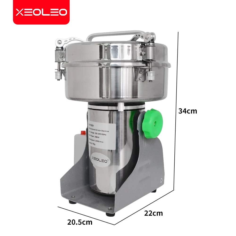 XEOLEO Grains grinder Electric Grain Grinder Mill Grinding powder machine Stainless steel 750g medicine flour powder crusher