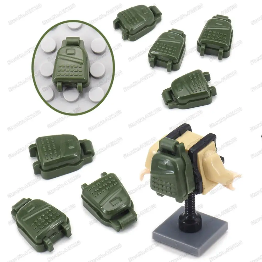 Rucksack Militärische Lieferungen Baustein Armee Zubehör WW2 Special Forces Figuren Ausrüstung Modell Weihnachten Geschenke Kind Spielzeug