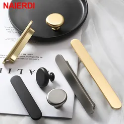 NAIERDI Zinc Alloy Cabinet Handles Nordic Gold Black Drawer Knobs Wardrobe Door Handles European Furniture Handle Hardware