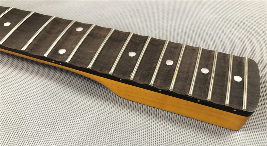 Big Head Full Scalloped Guitar Neck Maple 21fret 25.5 inch Rosewood Fingerboard Yellow Gloss finish