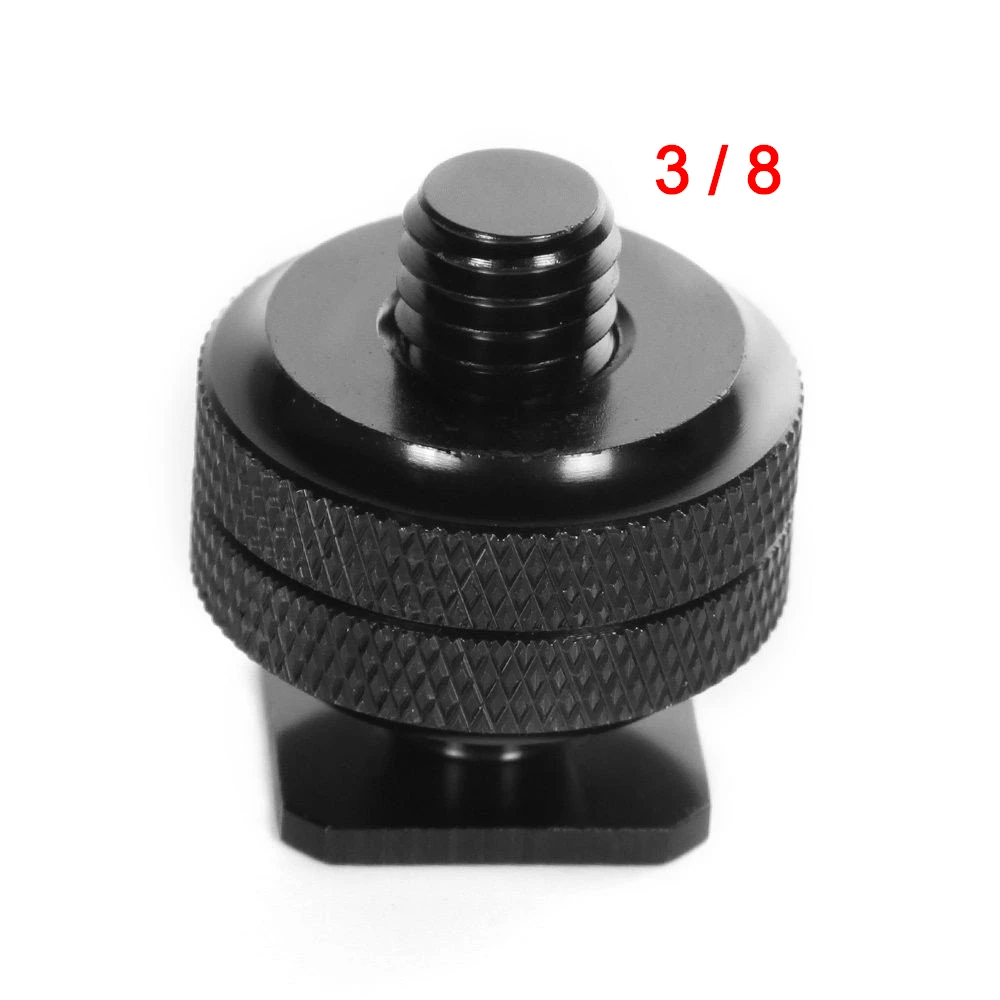 1/4 "3/8 بوصة مزدوجة المكسرات برغي تركيب ثلاثي أسود إلى فلاش الحذاء الساخن محول للكاميرا استوديو الملحقات