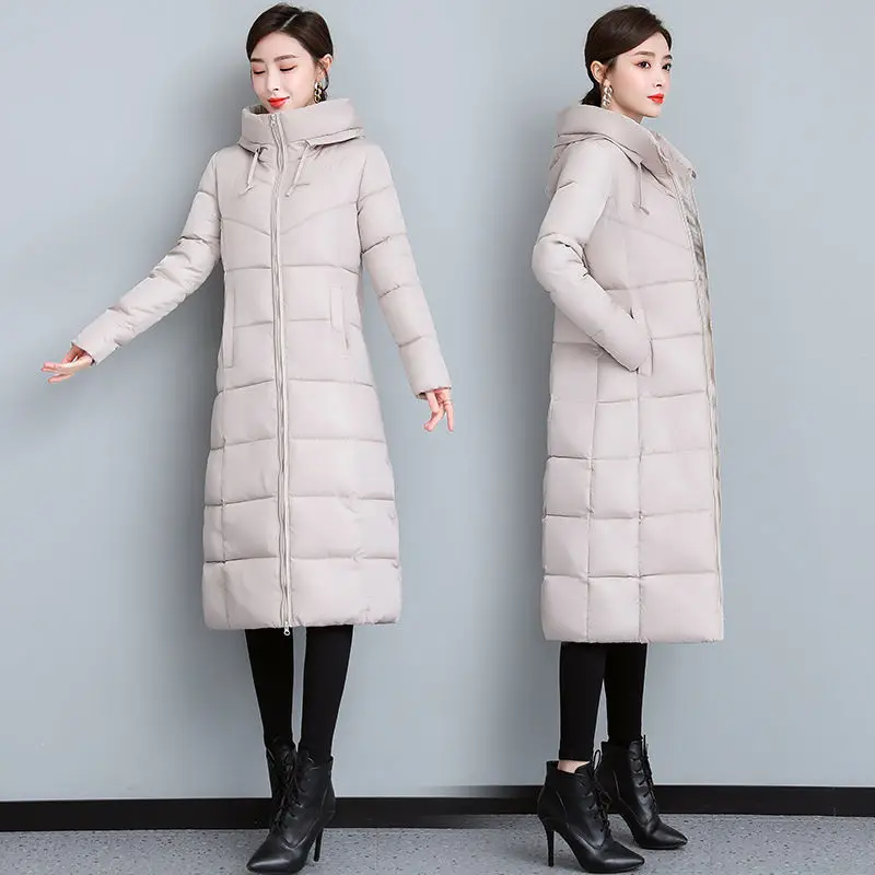 2024 new winter jacket women's long down jacket warm hooded parka coat plus size women's thick quilted cotton coat
