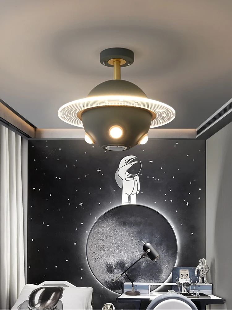 

Boys bedroom lamp creative children's room lamp UFO chandelier space station science and technology sense planet ceiling lamp