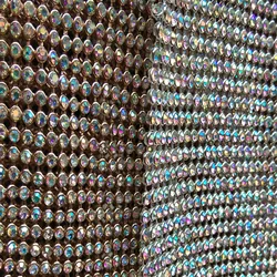 ZY Bling Bling Chunky Glitter Silver AB Rhinestone Metal Mesh Fabric Metallic cloth Metal Sequin Sequined Fabric Home Decoration