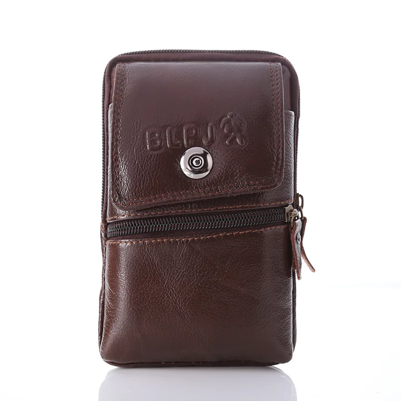 Men's Full-Grain Leather Running Bag Multifunctional Wallet Mobile Phone Waist Bag Night Market Supply Factory Wholesale