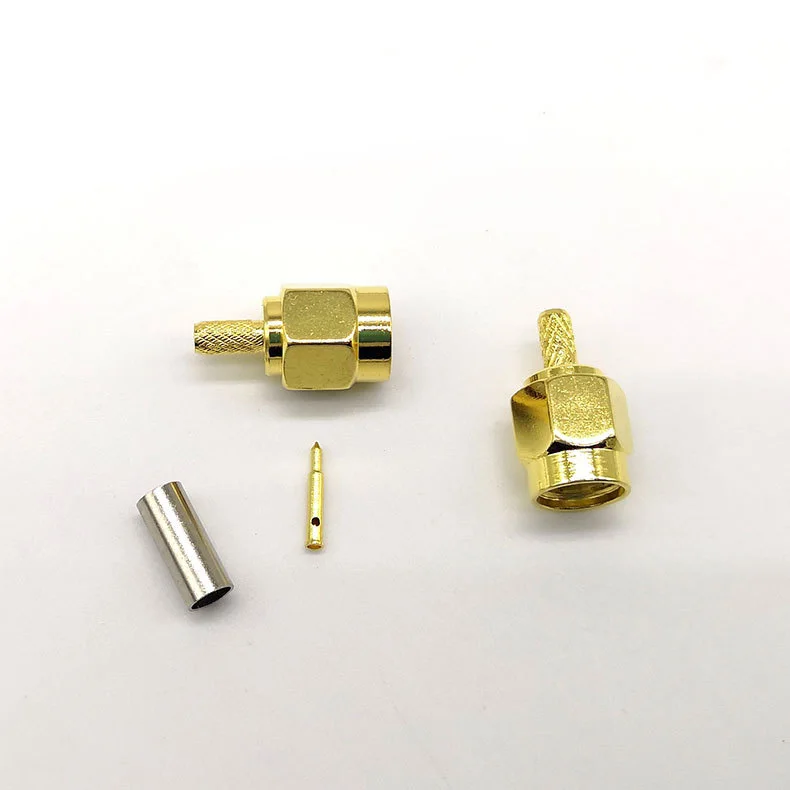 200pcs lot SMA Plug male RF Crimp for LMR100 RG316 RG174 cable adapter connectors SMA-J-1.5 RP-SMA-J-1.5