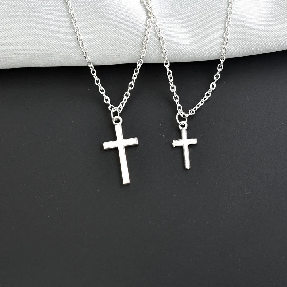 Simple Cross Pendants Necklaces Women Silver Color Chain Choker Necklace Female Bohemian Metal Jewelry bijoux collares