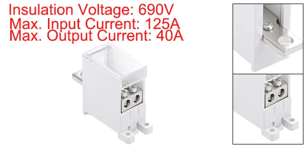 Uxcell 1 Inlet 2/4/6/8/9/12 Outlet DIN Rail Terminal Blocks 125A Max Input Distribution Block for Circuit Breaker Gate Motor