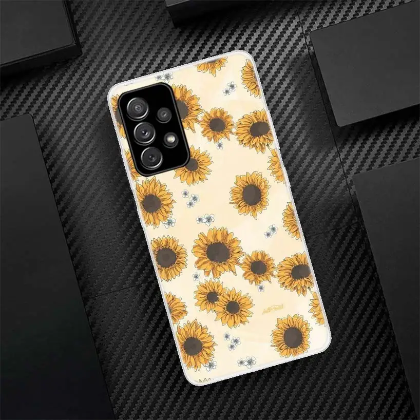 Beauty Yellow Sunflower Print Phone Case For Samsung Galaxy A55 A54 A52 A53 A15 A14 A12 A13 A25 A24 A22 A23 A35 A34 A32 A33 A04S