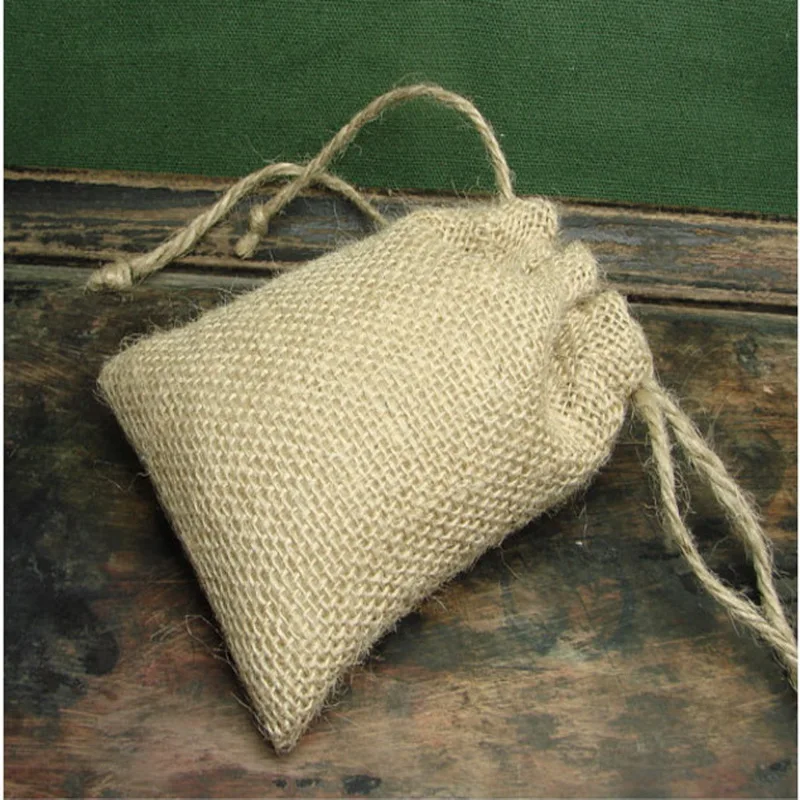 Factory Custom Made Silk Printed Soap Cosmetic Drawstring Jute Gunny Bags Sacks 7*9CM