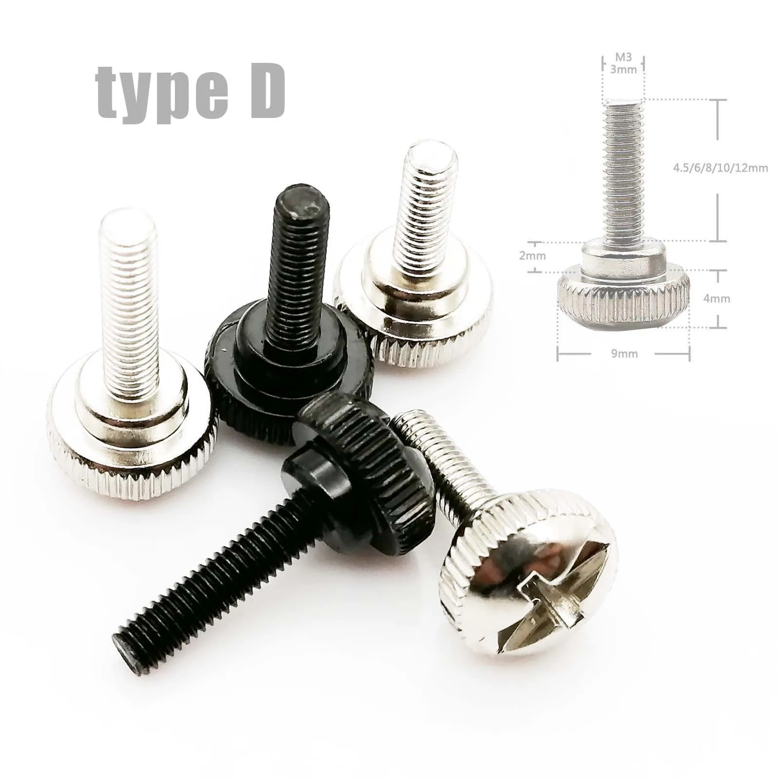 HZYUEGOU 5 Stück 6 # -32 M3 M4 Schwarz Silber PC-Computergehäuse-Abdeckung Schlitzschraube mit Kreuzschlitz zum Handfestziehen – Detail 4