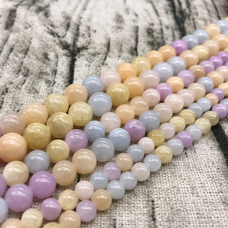 Natural Light Colorful Jades Stone Round Loose Beads for Jewelry Making 6 8 10MM DIY Bracelet Necklace 15