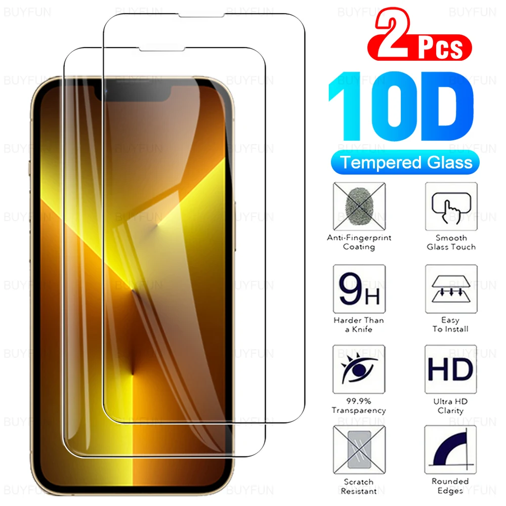 2PCS 10D Tempered Glass For iPhone 13 Pro Max Protective Glass For iPhone13 Pro Max 13 Mini 13Pro Screen Protector Film Cover