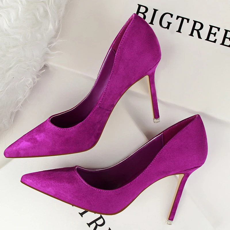 BIGTREE Shoes Woman Pumps Suede Women Shoes Pumps Stiletto High Heels Fashion Office Shoes Female Heeled Shoes Plus Size 42 43