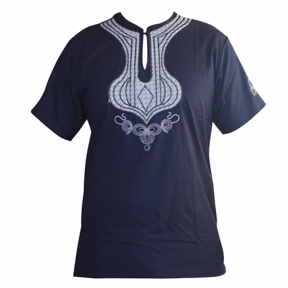 Camiseta feminina ultrafina e bordada, roupa masculina tradicional de ankara