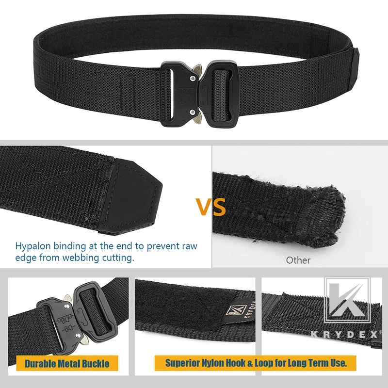 KRYDEX 1.5” Rigger’s Duty Belt M Size Stiffened 2-Ply Quick Release Nylon Webbing Metal Belt For Tactics Hunting Shooting