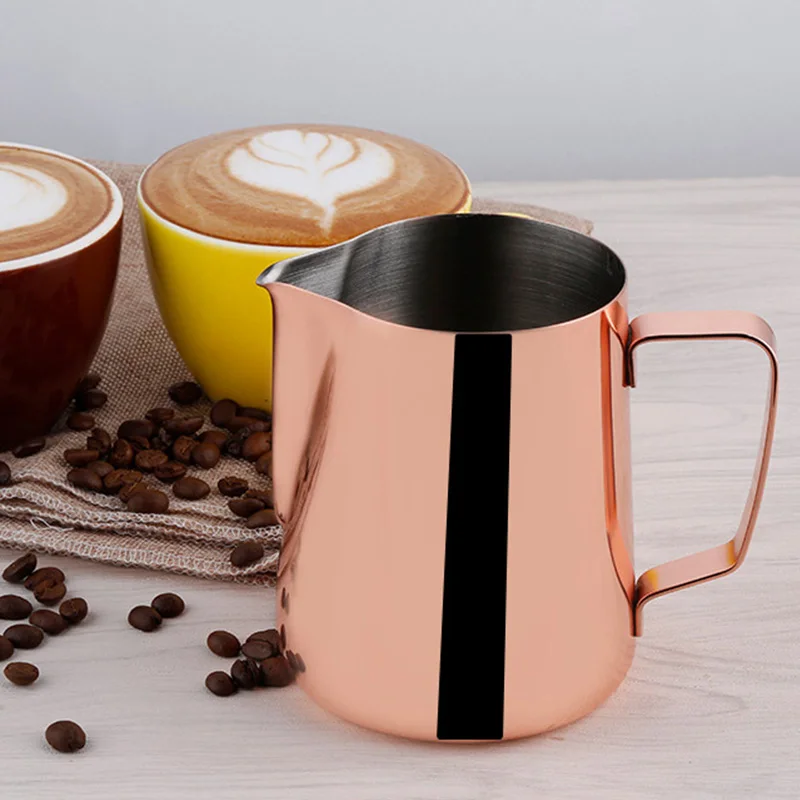 

Rose Gold Milk Frothing Pitcher 600ml, Stainless Steel Pouring Jug Frother Cups for Coffee Cappuccino Latte Art