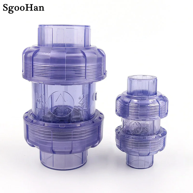 

1PC 20mm ~ 63mm UPVC Check Valve Transparent PVC Pipe Fittings Garden Irrigation System Aquarium Fish Tank Non Return Connectors