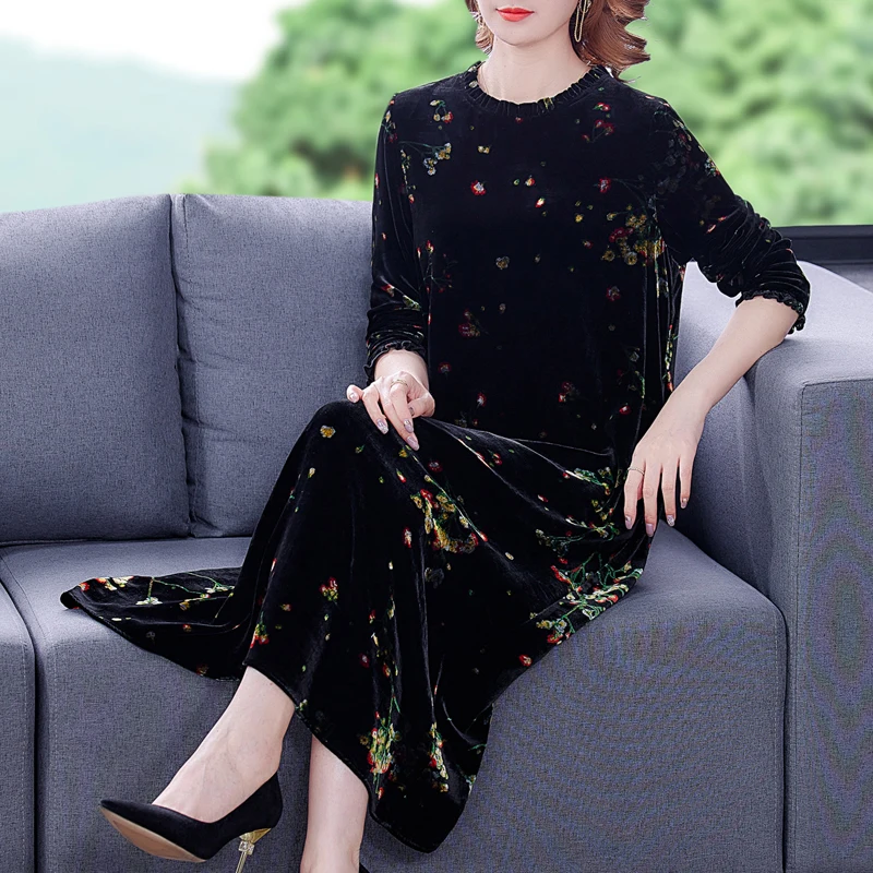 ZUOMAN Women Autumn & Winter Elegant Velvet Dress Festa High Quality Long Cocktail Party Robe Femme Vintage Designer Vestidos