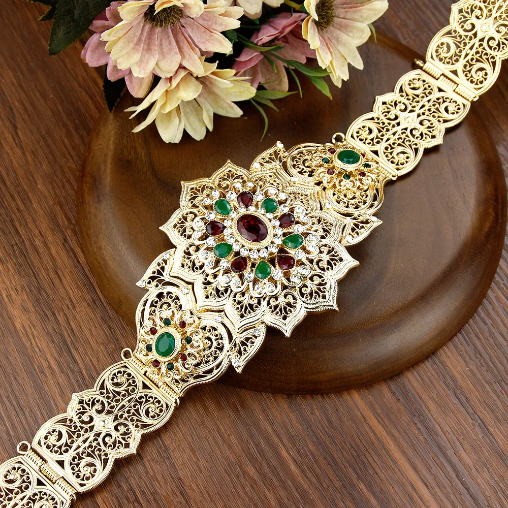 Poyasa European Women Dress Waist Chain Moroccan Caftan Belt Gold Silver Color Arabic Bride Wedding Jewelry Crystal Body Chain