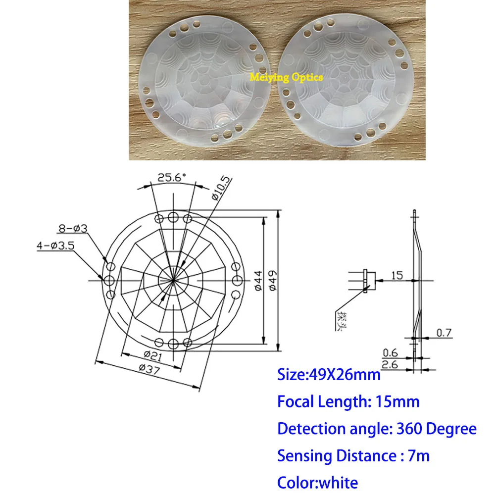 1pcs white infrared high sensitivity 10.1 13.1 23 mm PIR Fresnel lens