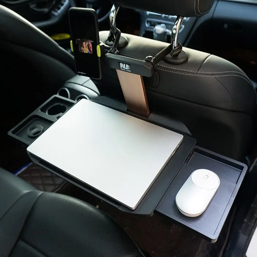 Car Back Seat Retractable Laptop Desk Stable Hanging Tray Folding Table Board Laptop Bracket With Phone Holder Suporte Celular