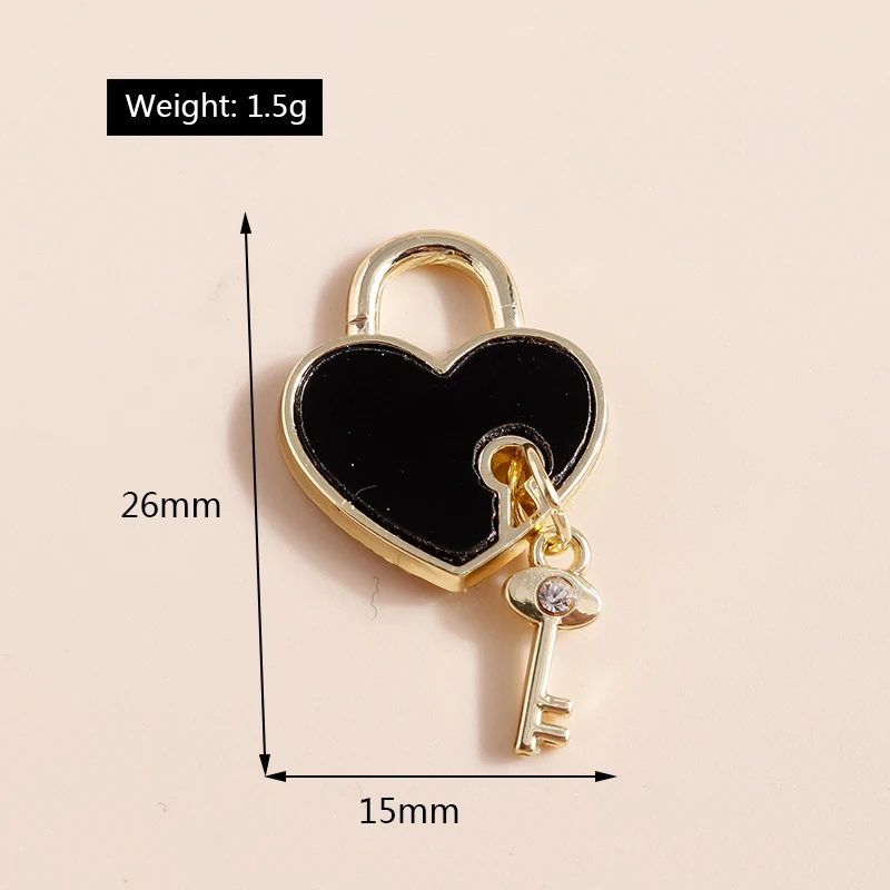 Leslie 4 Stück zierliche Herzschloss-Schlüsselanhänger für die Herstellung von Ohrringen, Zubehör, Armbändern, Halsketten und Anhängern, DIY-Schmuckherstellung – Detail 2