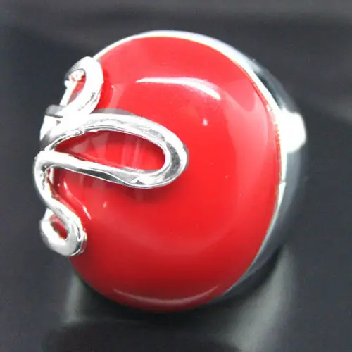 Free shipping  17*21mm elegant man&woman RED CORAL 925 STERLING SILVER LUCKY RINCH RING SIZE 8/9/10