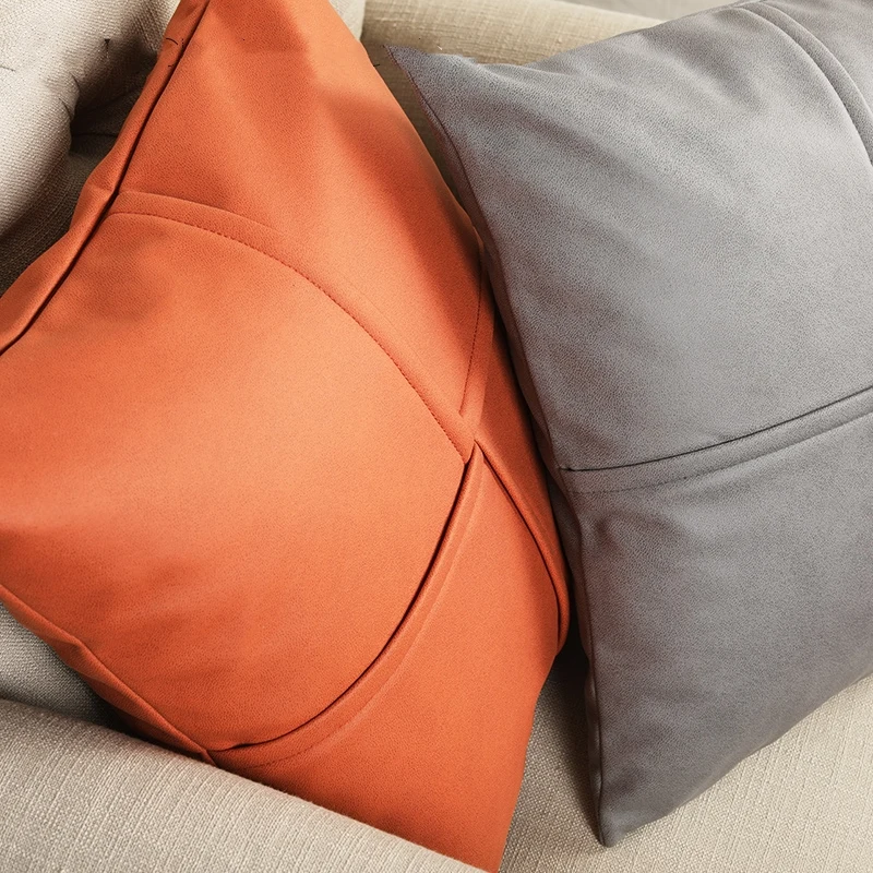 30x50/45x45/50x50cm solid color pu leather cushion cover cross pattern pillow case lumbar pillow cover