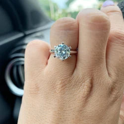 AEAW 1.0ct 3ct 5ct EF yuvarlak 18K beyaz altın kaplama 925 gümüş Moissanite pırlanta yüzük testi geçti takı kadın kız arkadaşı hediye