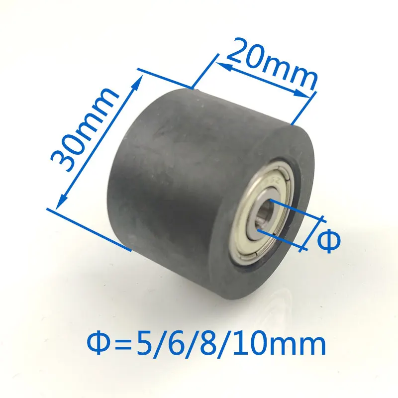 Diameter 30mm,Length 20mm black color PU material sliding nylon rollers/wheels with two bearings bore 5mm/6mm/8mm/10mm.