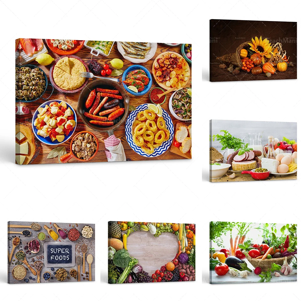 Nourriture toile Art Super nourriture fruits café impressions sur toile cuisine décoration nourriture saine mur Art nourriture P