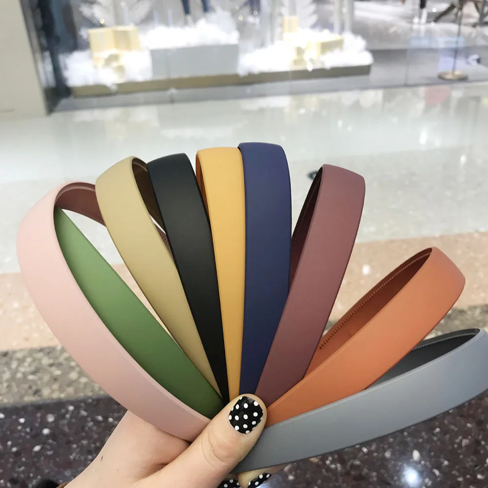 Hot 1PC Plastic Fashion Frosted Wide Headband Hair Band Headwear Bezel Hair Accessories For Woman Satin Covered Resin Hairbands